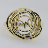 14K Yellow Gold Semi Mount Ring Setting Round RD 9x9mm Modern design Swirl Ring - Syzjewelry